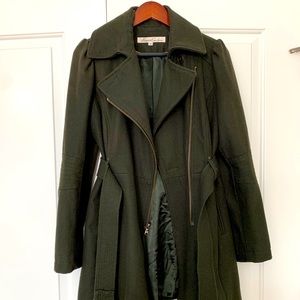 Kenneth Cole NY wool blend olive green trench coat